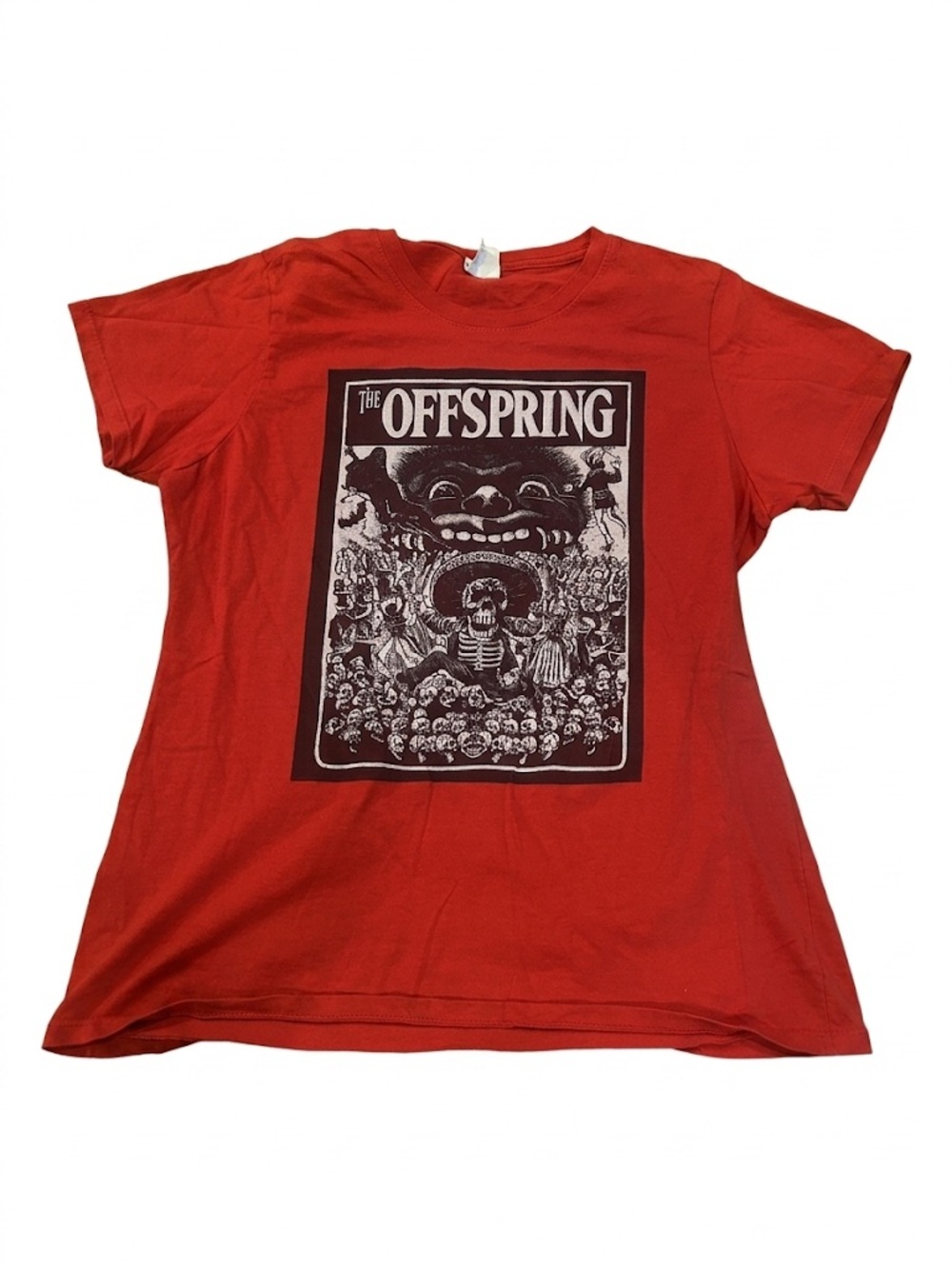 The Offspring Band T Shirt Womens Large L Red Americana Album Art Skeleton Punk